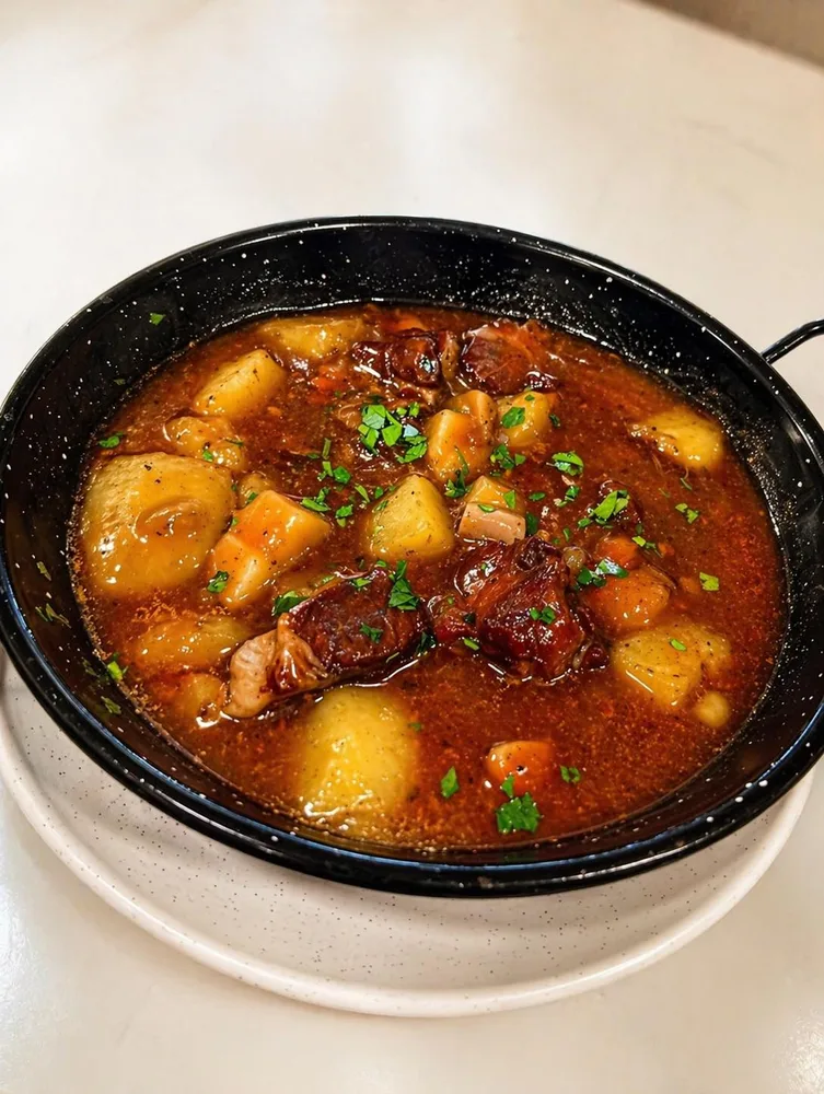 Carrillera de cerdo guisada con patatas