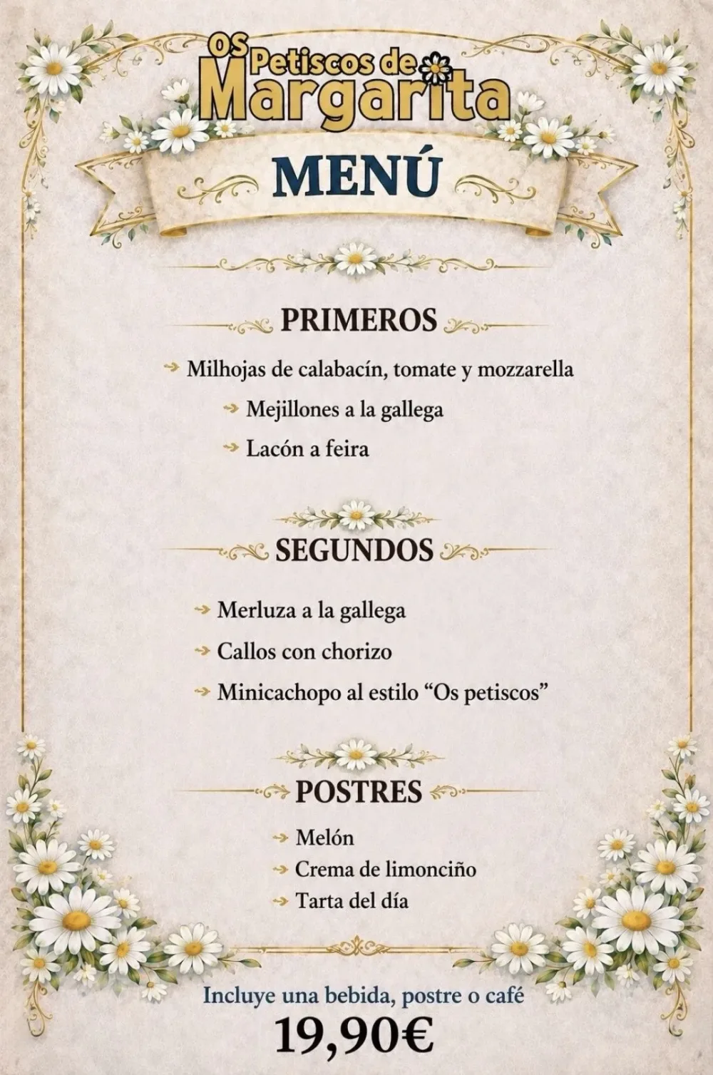 Menú del día de Os Petiscos de Margarita — 19,90€